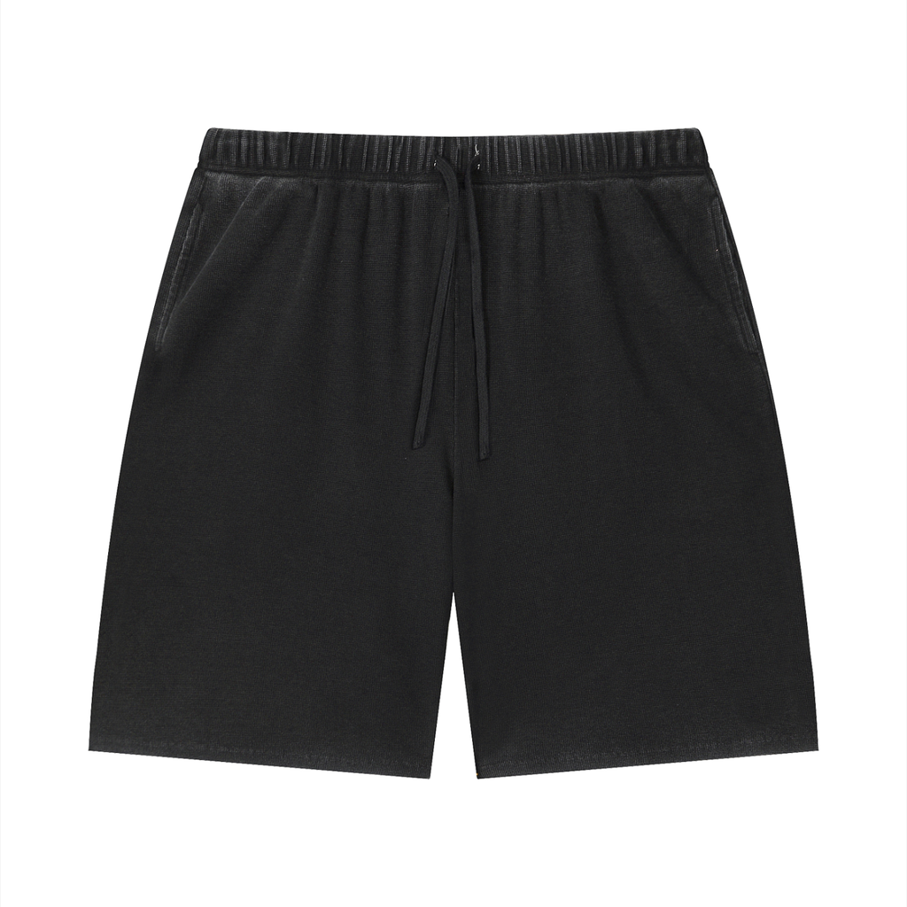 "Brooklyn Republic Essentials" Vintage Wash Sunfade Waffle Raw Hem Shorts